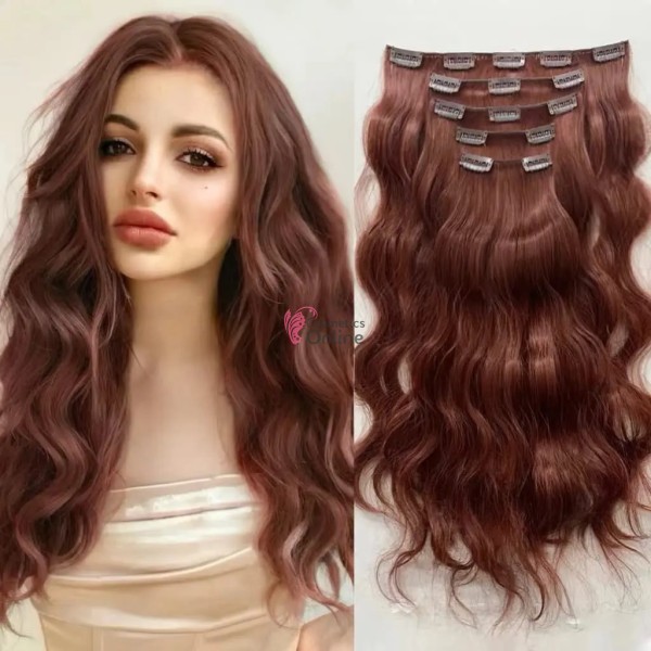 Extensie de par Full Head delux Wave de 55 cm, Roscat-Castaniu 5PC350350A#